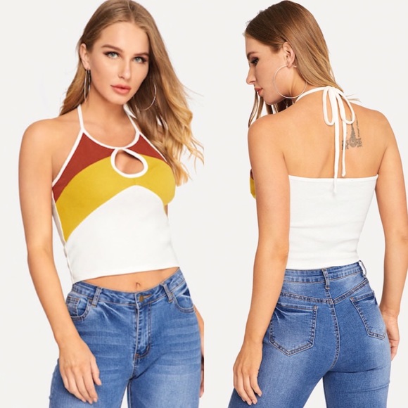 Colorblock Halter Top - Picture 2 of 2